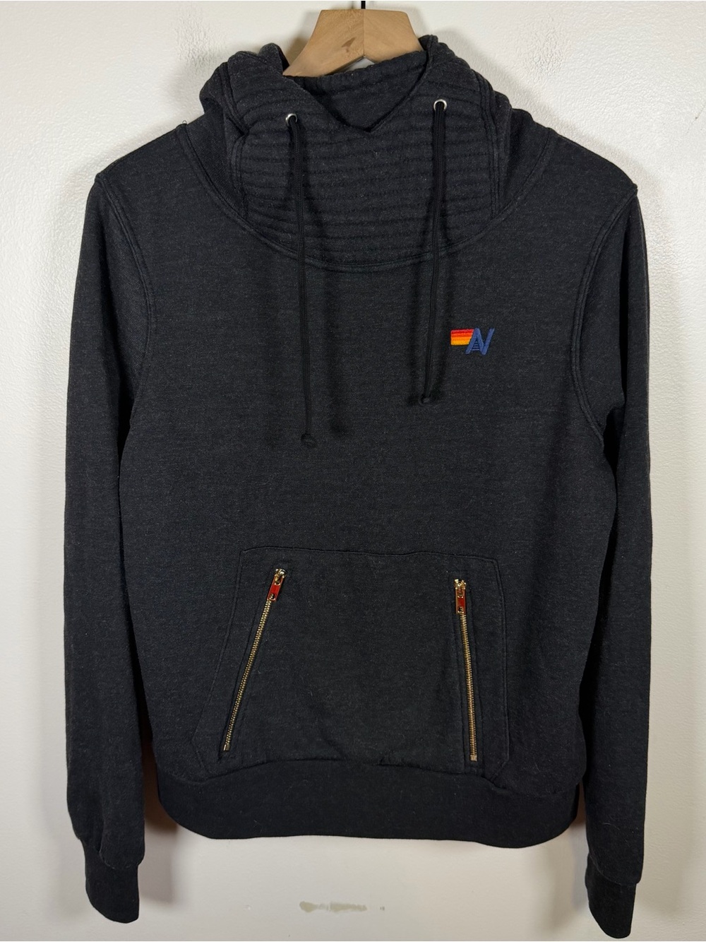 Aviator Nation Ninja Hoodie Charcoal Gray Size M Boho Coastal Sweatshirt Casual - Picture 2 of 7